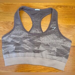 Gymshark Seamless Sports Bra Estimated XS Small Brown Camo Racerback